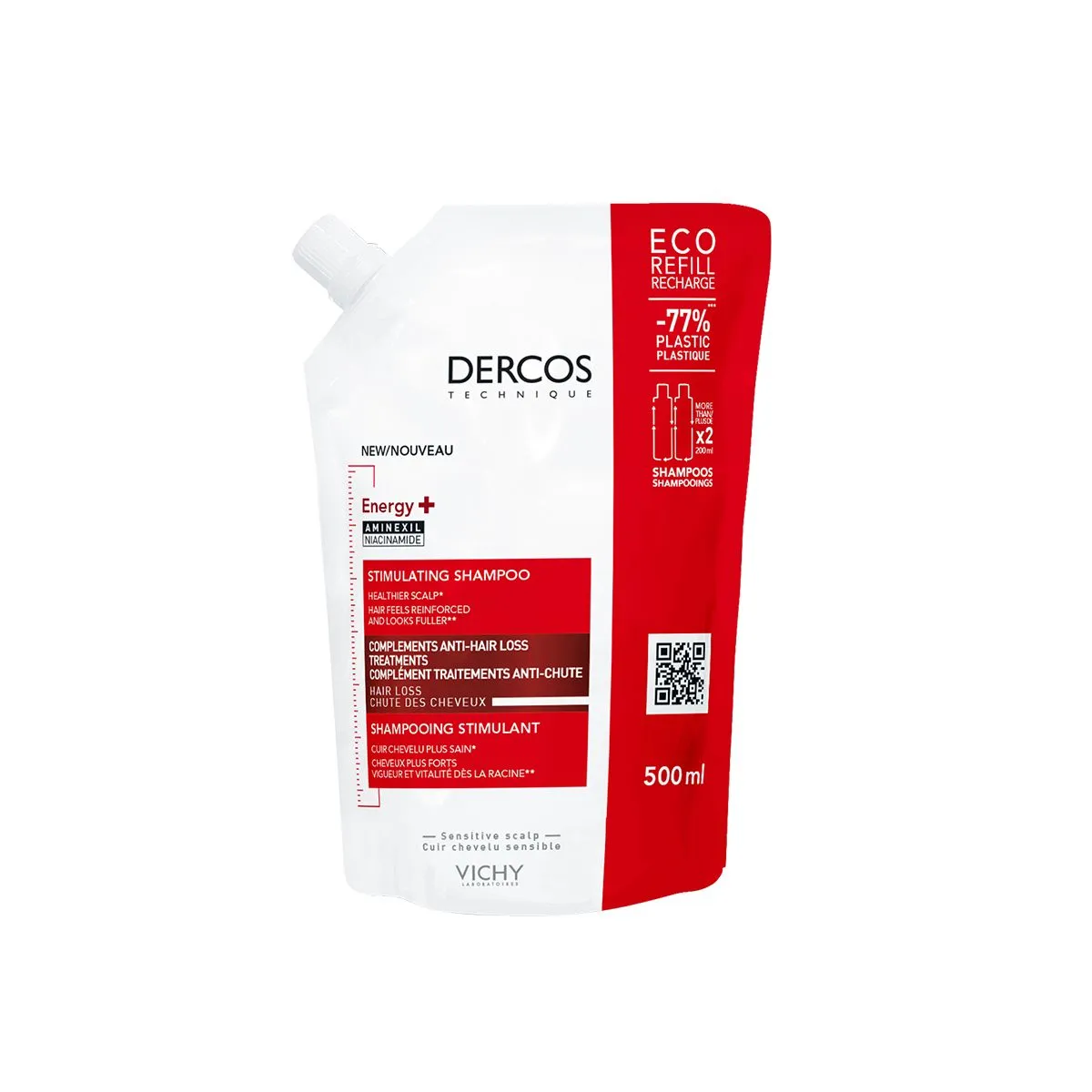VICHY DERCOS SHAMPOON TUGEVDAV ENERGY+ TÄITEPAKEND 500ML - Product Image