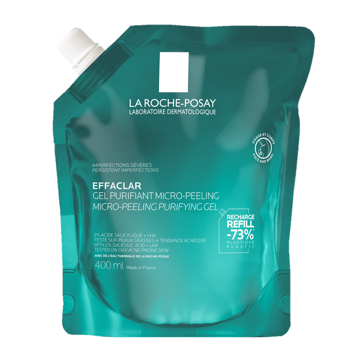 LA ROCHE-POSAY EFFACLAR PESUGEEL MIKROKOORIV TÄITEPAKEND 400ML - Product Image