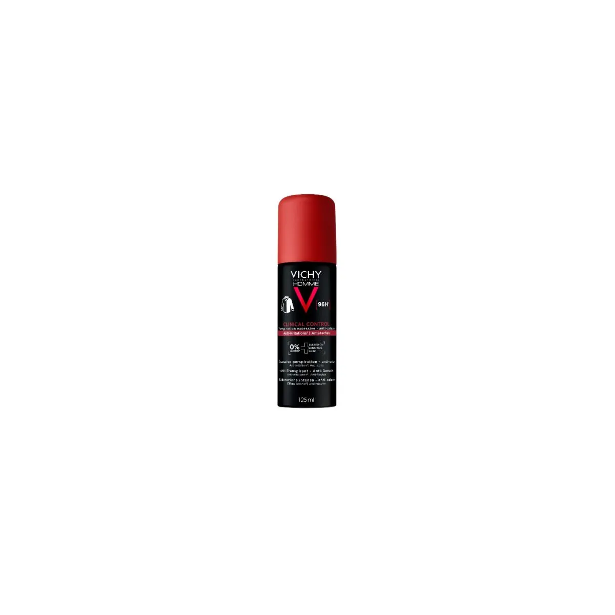 VICHY HOMME ANTIPERSPIRANT CLINICAL CONTROL AEROSOOL 96H 125ML - Product Image