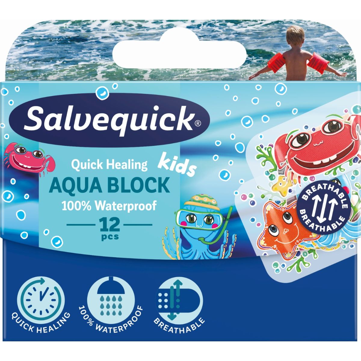 SALVEQUICK PLAASTER LASTELE AQUA BLOCK N12 - Product Image